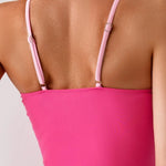 Pink One Piece Swimsuit Women Cut Out Swimwear Bandeau Bathing Suit Woman Monokini Bodysuit Beach Wear Summer Holiday Fashion
