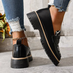 Fashion Leopard Print Platform Loafers Women Plus Size 43 Slip On Pu Leather Shoes Woman Comfort Thick Bottom Office Work Shoes