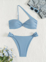 ZTVitality Solid Mid Waist Sexy Bikini 2025 New Arrival Padded One-Shoulder Swimsuit Womenn's Swimwear Summer Beachwear Biquini