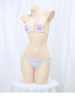 Japanese Anime Kawaii Cat Paw Micro Bikini Set for Women Girl Bandage Backless Mini Swimsuit Underwear Lingerie Bathing Suit