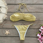 New Bandage Stripes Brazilian Bikini Swimwear Women's Swimsuit Two Piece Set Female Sexy Lace up Mujer Beachwear Summer