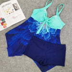 DEKA Plus Size Tankini Set Swimdress Women Print Two Piece Swimwear Bikini Monokini Swimsuit Bodysuit Vintage Retro Bathing Suit