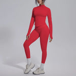 Women's Seamless Yoga Sets Sports Fitness Zipper Long-Sleeve Jacket Slim-fit Hip Lift Pants Suits Workout Training Gym Sets