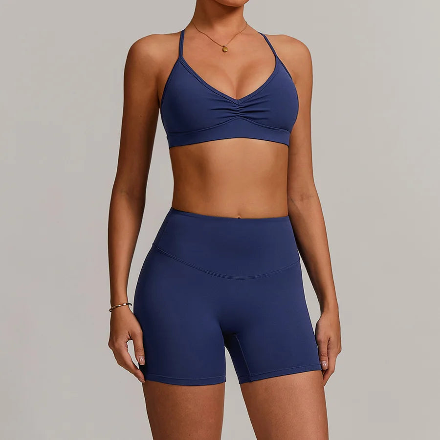 Women 2PCS Yoga Suit Sports Gym Set Tracksuit Workout Long Sleeve Shirt Fitness Flared leggings Short sleeve shorts running suit