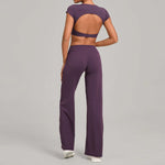 Women's Seamless Yoga Sets Sports Fitness Short-sleeved Loose Hip-lifting Pants Tracksuits Workout Gym Training Slim Fit Sets
