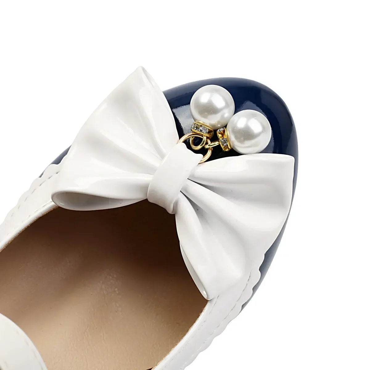 Women Lolita Style Patent Leather Bow Shoes 9.5cm High Heels Anti-slip Rubber Sole Platform Pumps Ideal for Parties Daily Wear