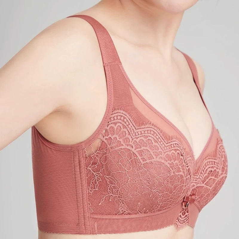 French Lace Minimizer Bra for Women U-Back Side Support Top Up Bra Anti-Sag Sexy Shapewear Underwear New Autumn OWD6017