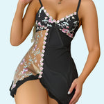 Toucheart Sexy Lingerie Suit Hot Girl Suspender Lace Backless Perspective Sexy Clothes Home Nightgown for Women Women's Lingerie