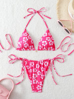 Triangle Halter Thong Bikinis 2026 Women Sexy Printed Swimsuit Floral String Swimwear Female Bathers Bathing Swimming Swim Suit