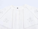 Foridol White Cotton Shorts Set Outfits Women Hollow Out Embroidery Two Pieces Set Outfits Shirt Shorts Matching Set Summer