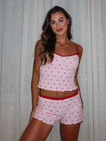 2026 New women's two-piece set of cherry printed sleeveless vest shorts soft and comfortable home suit set sweet pajamas Y2K Hot