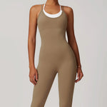 Yoga Jumpsuit Fake two color contrast halter sport jumps Women Push Up Gym Fitness Overalls Sport Outfit Sportswear Clothes 8843