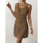 S - XL V Neck Hollow Out Crochet Knitted Tunic Beach Cover Up Cover-ups Beach Dress Mini Beach Wear Beachwear Female Women V7048