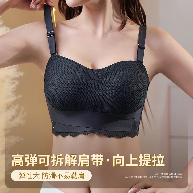 Wireless Wedding Brassiere Push Up Bras Lingerie Sexy Bralette Strapless Bras Invisible Tube Tops Seamless Breathable Bras M-6XL