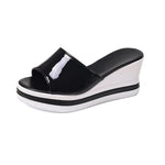 Women Slippers Retro Wedge Sandals Fish Mouth High Heels Shoes Women Thick Bottom Large Size