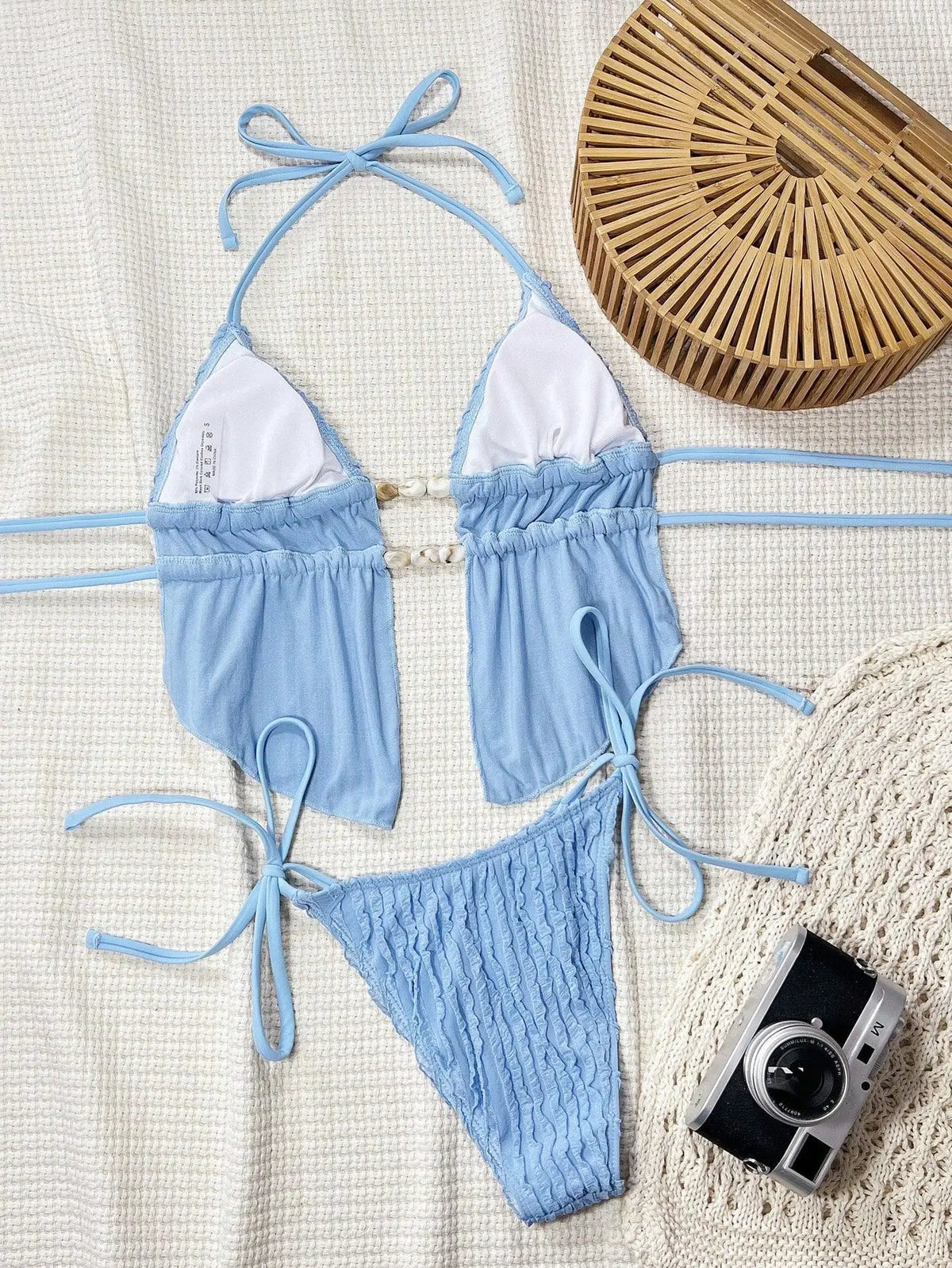 Sexy Triangle Bikini Women Summer Hollow Out Bandage Cross Crop Top Tie Side Thong Swimsuit Bathing Suit Holiday Swimwear
