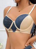 New Style Color-Blocking Women's Bra with Thin Upper and Thick Lower Padding, Enhancing Small Busts, Gathering and Lifting, Correcting Side Breasts, and Preventing Sagging