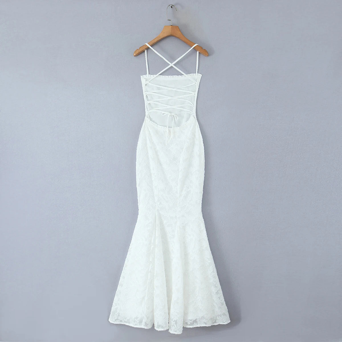 Backless Lace Up Trumpet White Party Dress Vestidos Para Mujer Sexy New in Long Dresses 2025 Spring Summer Elegant Sundress