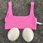Solid Color Butter Square collar Soft Gym Yoga Underwear Women Hollow back shoulder strap Fitness Vest sport Bra Top With pad