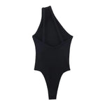 Women's One Shoulder Bodysuit Casual Sleeveless Ribbed Slim Fit Casual Tops Solid Color Pure Desire Vest Bodysuits Charming ZJ17