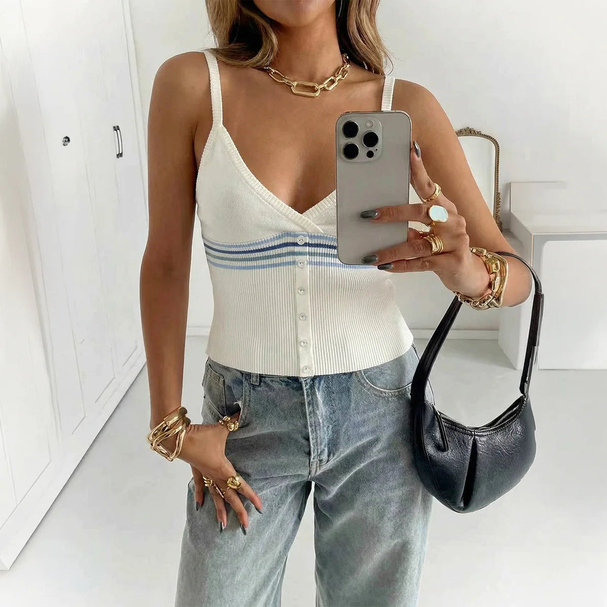 Summer Y2K Hot Girl Camisole V Neck Woolen Vest