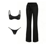 Sexy 3Pcs Swimsuit With Beach Pants Women Bikini Push Up Swimwear Biquini White Swim Suit Micro Bikinis Bathingsuit Beachwear