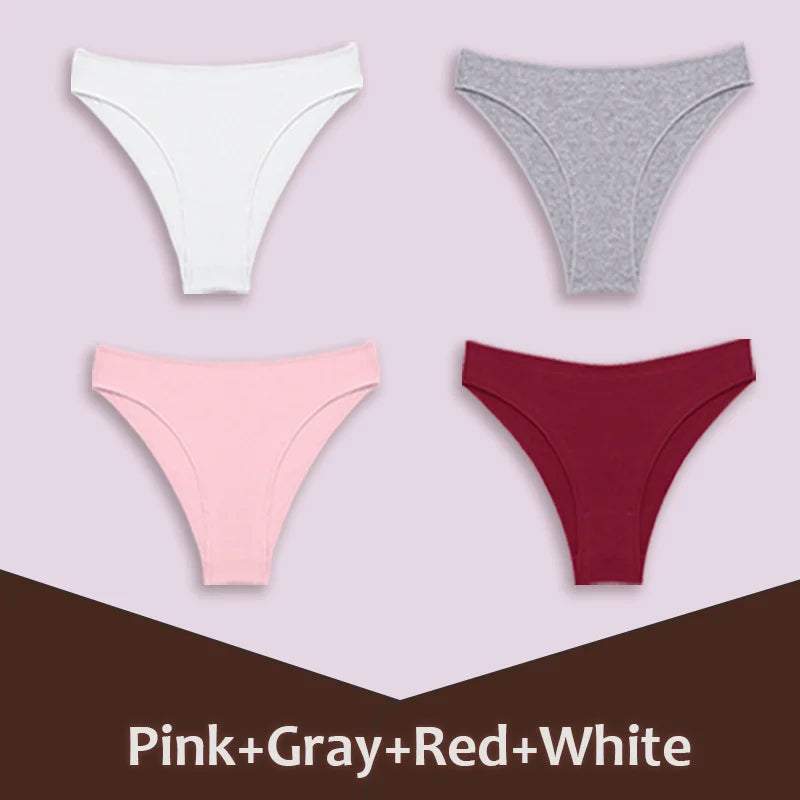 4Pcs Women's Cotton Briefs Seamless Women Sexy Panties Intimates Solid Color Breathable Underwear Female Low Waist Soft Lingerie