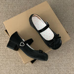 Preppy Butterfly-Knot Low Heel Mary Janes Women Vintage Solid Buckle Strap Pumps Woman Cute Sweet Lolita Single Shoes for Ladies