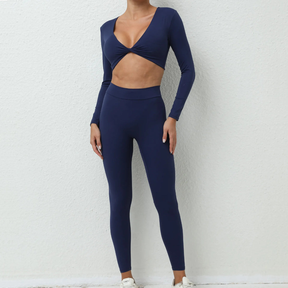 1/2Pcs Pad Long Sleeve Crop Tops Women Gym Yoga Set Sport Gym Scrunch V Back Fitness Leggings Workout Pant Active Suits