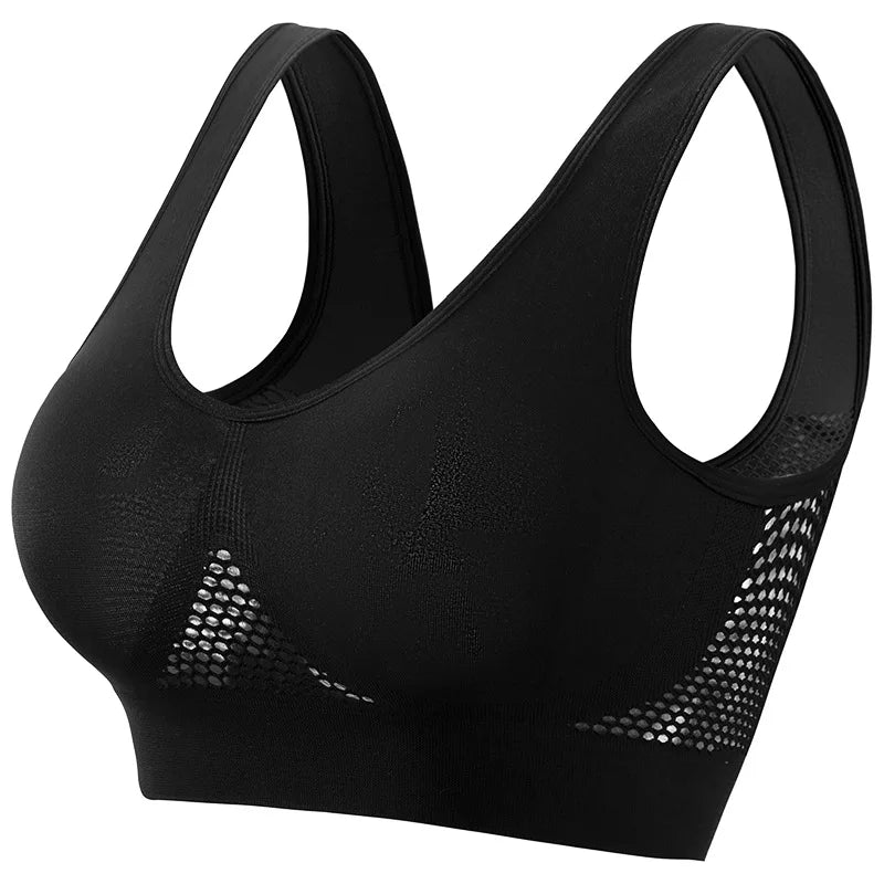 Women Mesh Panel Seamless Tank Bra Sports Wireless U Back V-Neck Vest Style Bralette Sexy Lingerie Multi Colors Intimates S-5XL