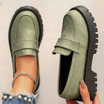 Fashion Green Stain Loafers Shoes Women 2025 Round Toe Embroidery Shoes for Woman Plus Size Platform Casual Shoes Ladies