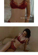 MOYISU Pure Desire Victoria French Lace Embroidered Lingerie Women's Thin Cup Triangle Cup Bra Set Comfortable No Underwire