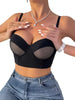 Detachable Straps Women Bustier Bra Mesh Underwire Push-up Crop Top Comfort Solid Underwear