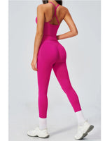 Summer Seamless Yoga Sets Women Outdoor Slimming Sports Tank Top High Waist Hip Lifting Leggings Gym Fitness Suits Tracksuit