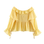 Women's Fashion Casual Ruffle Off-Shoulder Top IMH1