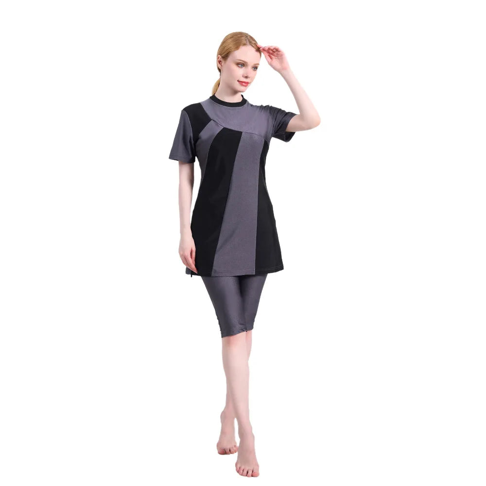 Muslim Swimsuit Burkini with Hijab for Women, Islamic Bathing Suit, Modest Plain Clothing, Swimwear for Muslim Swimming