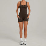 Womens Two Way Wear Bodysuit Sleeveless Yoga Stretch One Piece Romper Sexy Fitness Side Pockets Sportwears Bodysuit