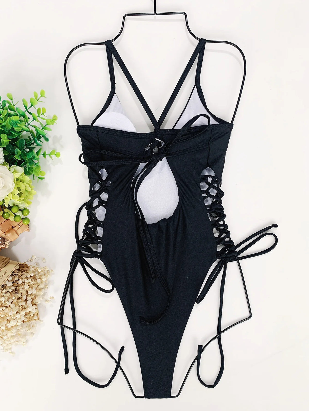 DEKA Underwire Swimwear Women Lace Up One Piece Swimsuit Bandage Female Backless Monokini Bather Bathing Suit Swim Lady