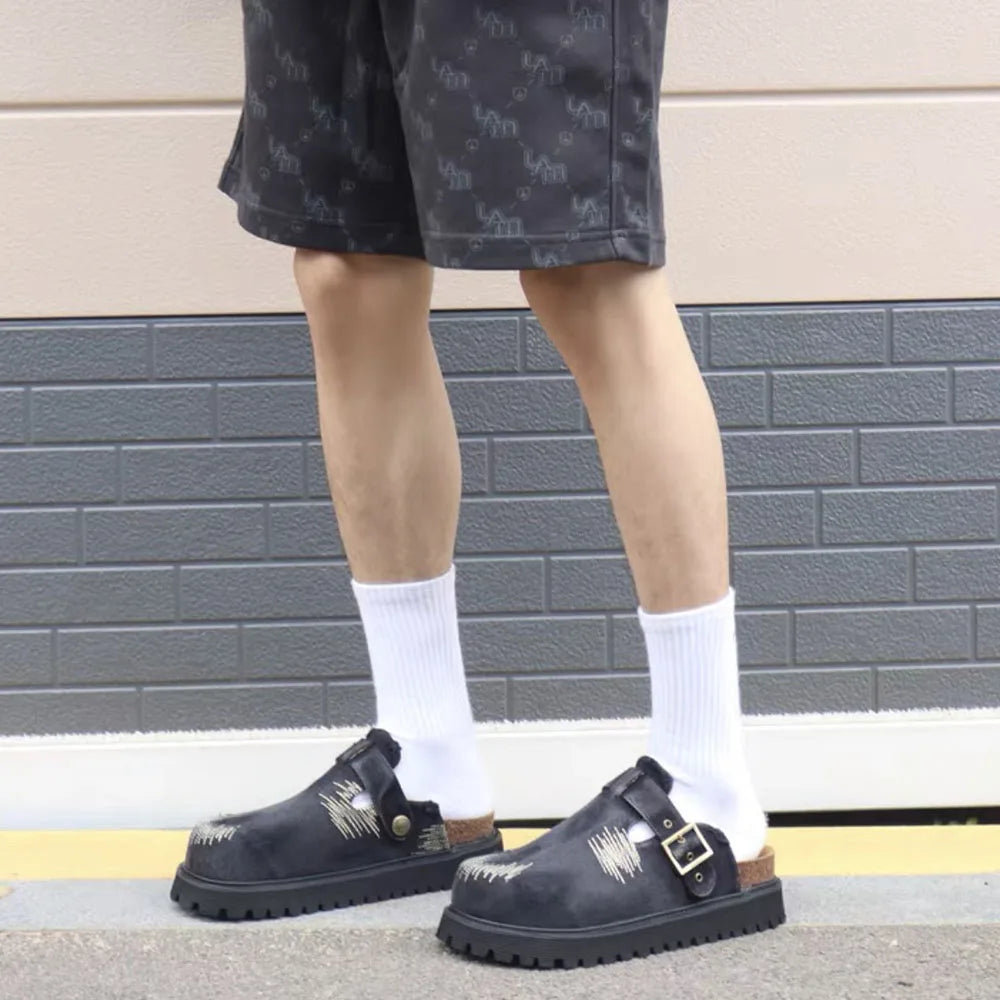 2025 Brand New Big Size 45 Denim Leisure Mules Shoes Women Trendy Comfy Walk Casual Clogs Flats Outdoor Slipper Men Slides