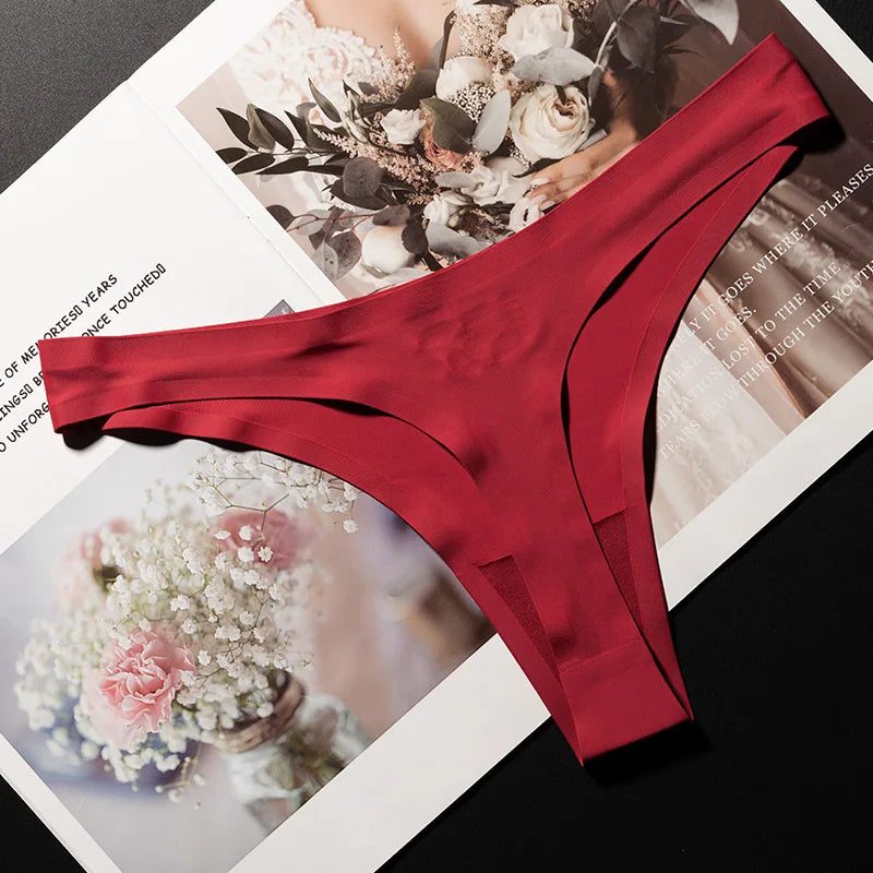 Ice Silk Leopard Women Panties Sexy G String Thong Seamless Underwear T Back Candy Color Girls Briefs Underpants Plus Size M-XXL