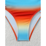 S - XL Gradient Knitted Cross Back Women Swimwear High Leg Cut Monokini Bather Bathing Suit Swim One Piece Swimsuit Female K8129
