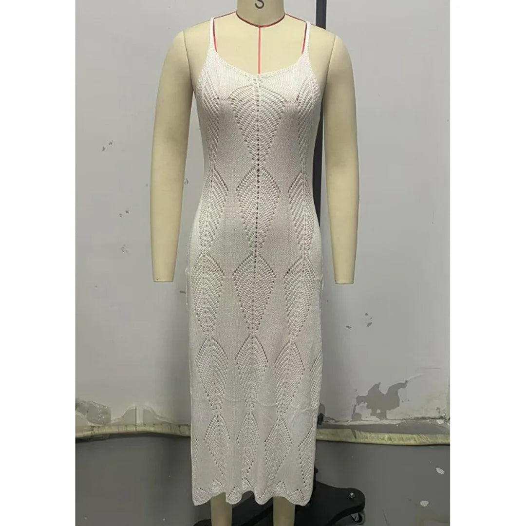 S - XL Backless Hollow Out Crochet Knitted Tunic Beach Cover Up Cover-ups Beach Dress Beach Wear Beachwear Female Women V6347