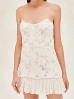 2025 Summer Lady New 3D Flower White Mini Chiffon Dresses Sexy Backless Simple Elegant Fashion Ladies Slim Holiday Party Outfits