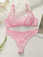 New Design High-Quality Lingerie Set With Sexy butterfly Line Mesh Plicing Women's Underwear Push Up Bra 2 Pieces YS2417