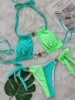 Leopard Diamond Bikini 2026 Women Hollow out Swimsuit Female Swimwear Two Pieces Bikini Set Halter Bather Bathing Suit Swim Lady