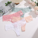3Pcs Lace Sexy Thongs Women Low-Rise Briefs Sexy Soft Ladies Underwear Trendy Floral Underpants Female Flowery Panty Lingerie