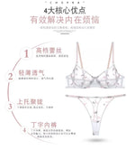 Elegant French Lingerie Set Sexy Embroidery Ultra Thin Bra Thong, Large Bust Minimizer Plus Size Anti Sagging Comfort MOYISU Bra