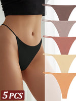 5PCS Seamless Thong Women Invisible Thin Strap Low Waist High Stretch Flexibility Panties Sexy Underwear Ladies Briefs T-back