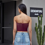 Women's Summer Solid Color Corset Tube Tops Sleeveless Strapless Sheer Mesh Boned Bustier Tops Bodyshaper