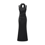 Pure Desire Style Collarbone-revealing Strapless Long Dress Feminine And Slim-fitting With Pleated Waist Tie Straps Bodycon LWIO